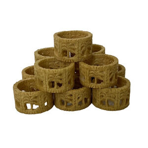 Vtg Tiki Palm Tree Resin Napkin Rings Tropical Island Tiki Bar Decor Set of 11